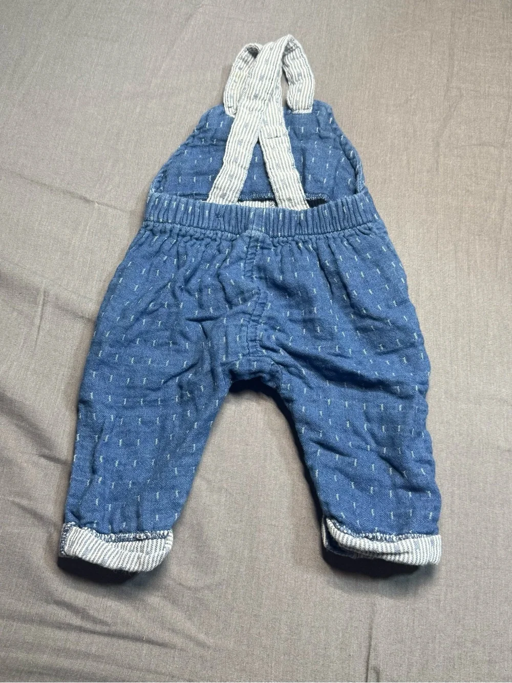 Cat & Jack Blue Quilted Overalls with Striped Heart Detail
